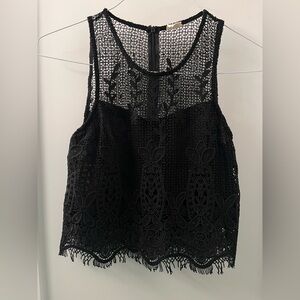 La Hearts Black Lace Tank Top